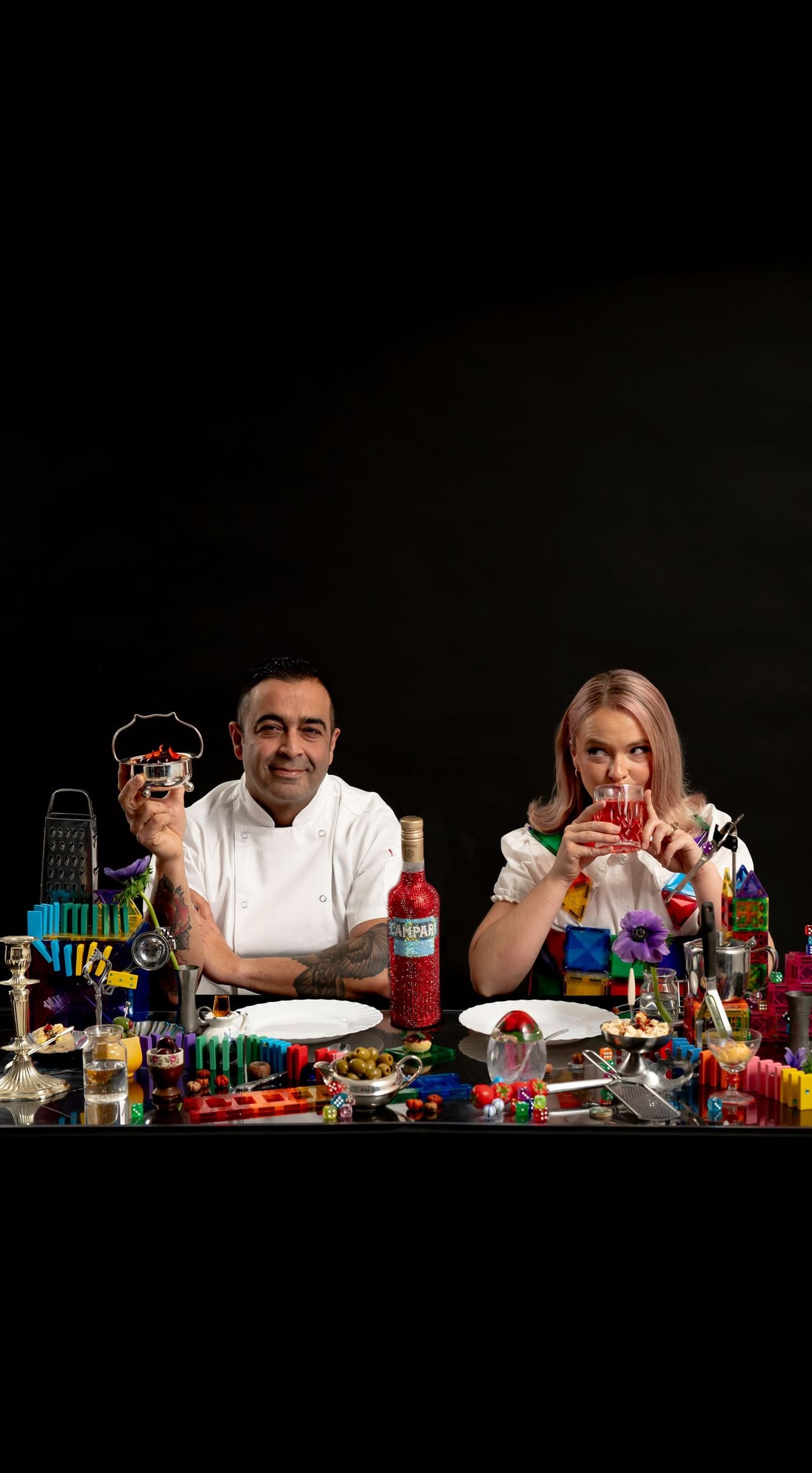 The chef and host at the long table